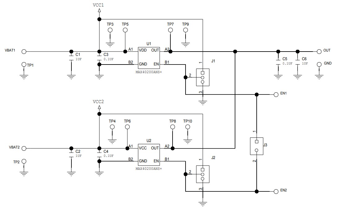 Schematic - Analog Devices / Maxim Integrated MAX40200EVKIT Diode Evaluation Kit